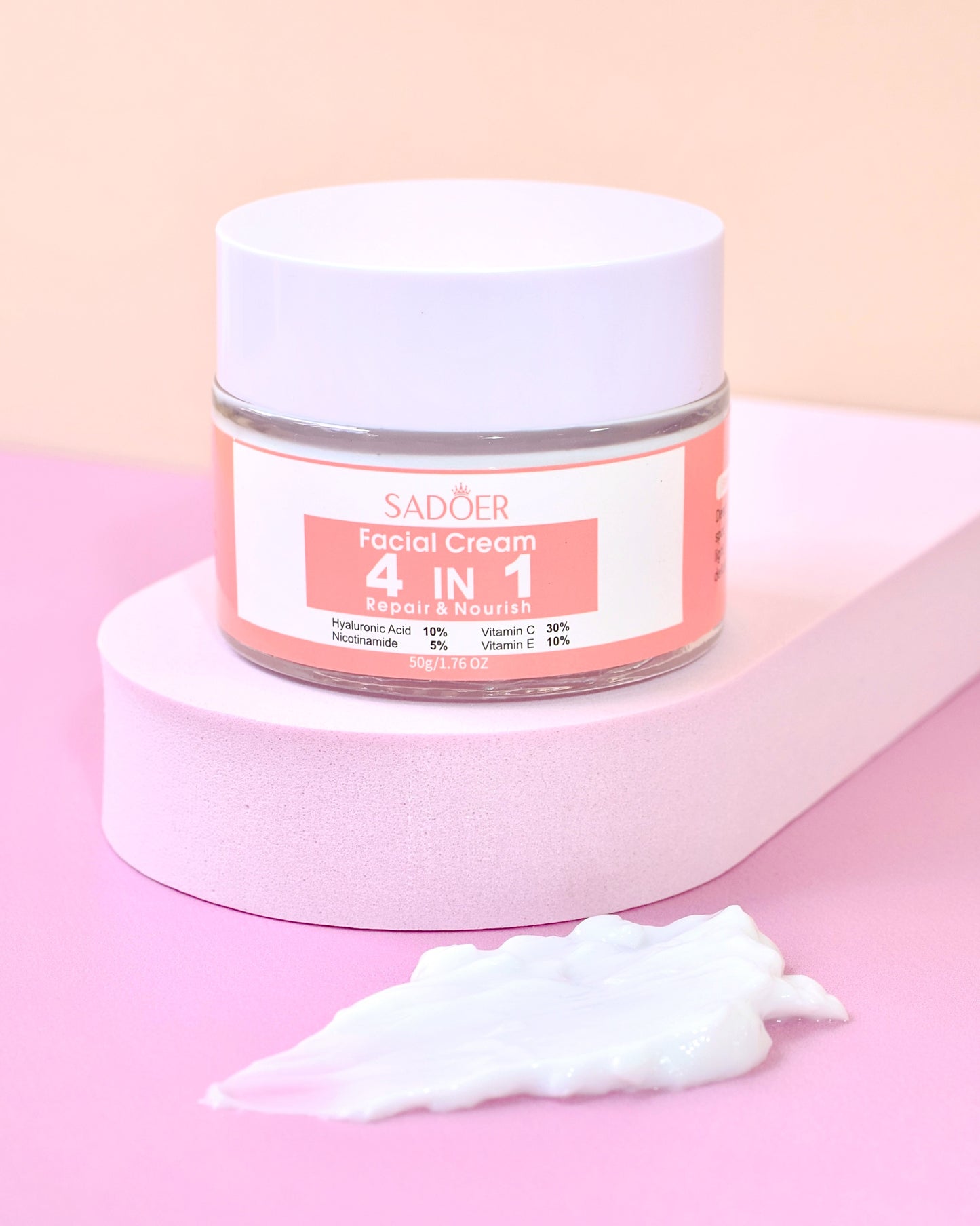 Crema Facial 4 en 1 Hidratación, Luminosidad & Reparación – Sadoer