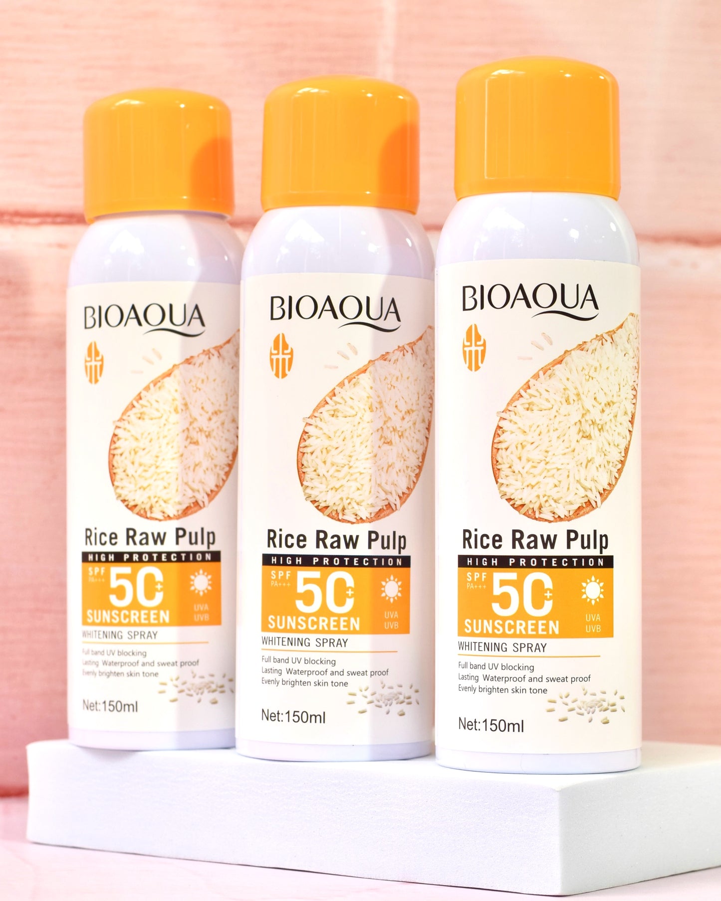 Protector solar spray arroz Bioaqua defensa UV diaria