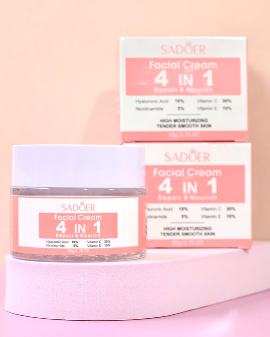 Crema Facial 4 en 1 Hidratación, Luminosidad & Reparación – Sadoer