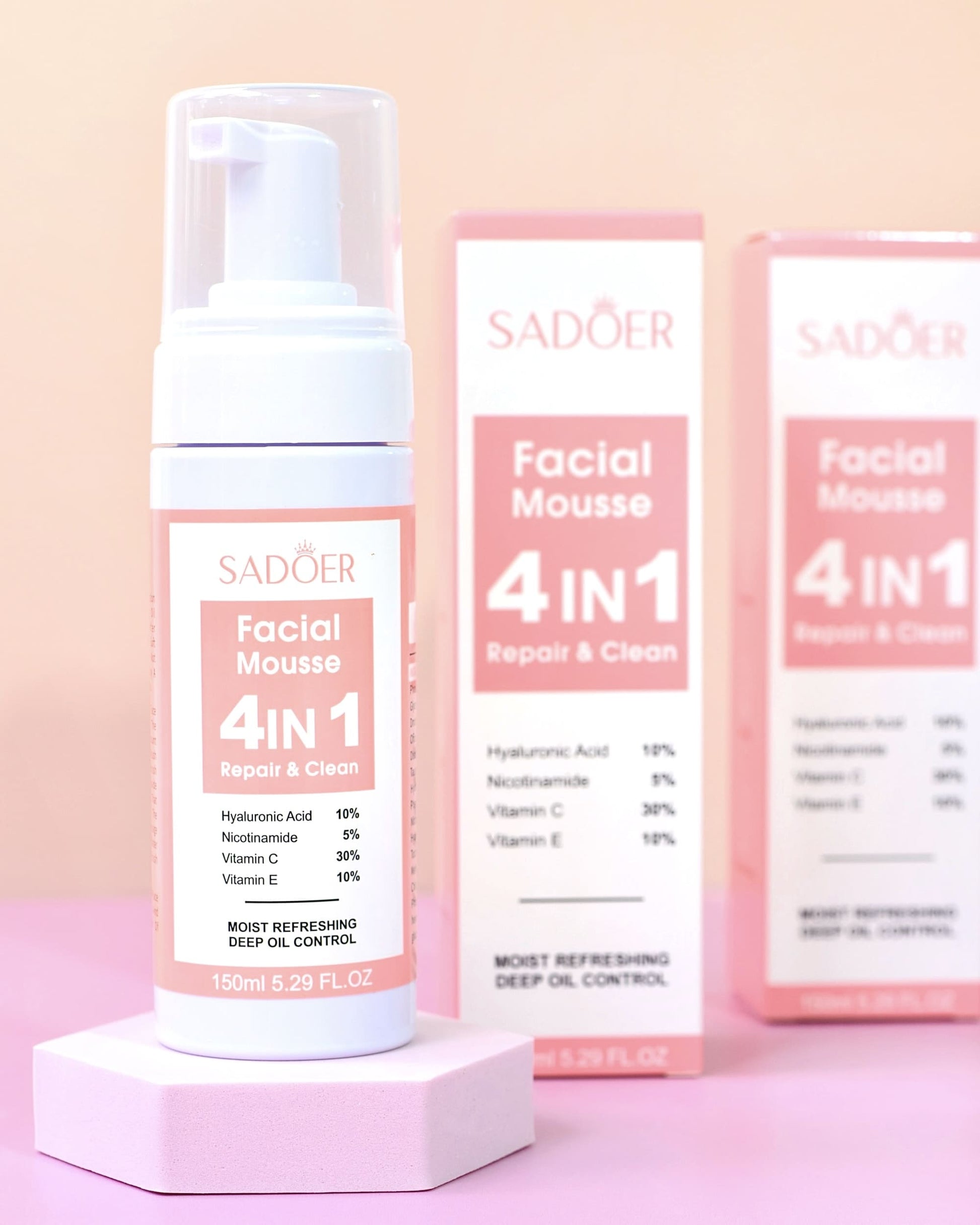 kit de skincare hidratación con espuma, tónico, sérum, crema y contorno de ojos