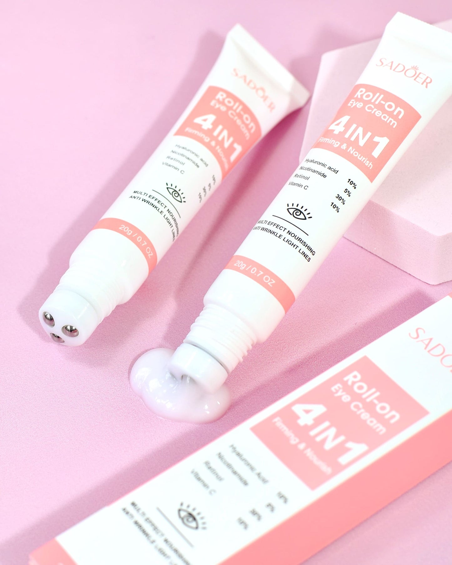 kit de skincare hidratación con espuma, tónico, sérum, crema y contorno de ojos