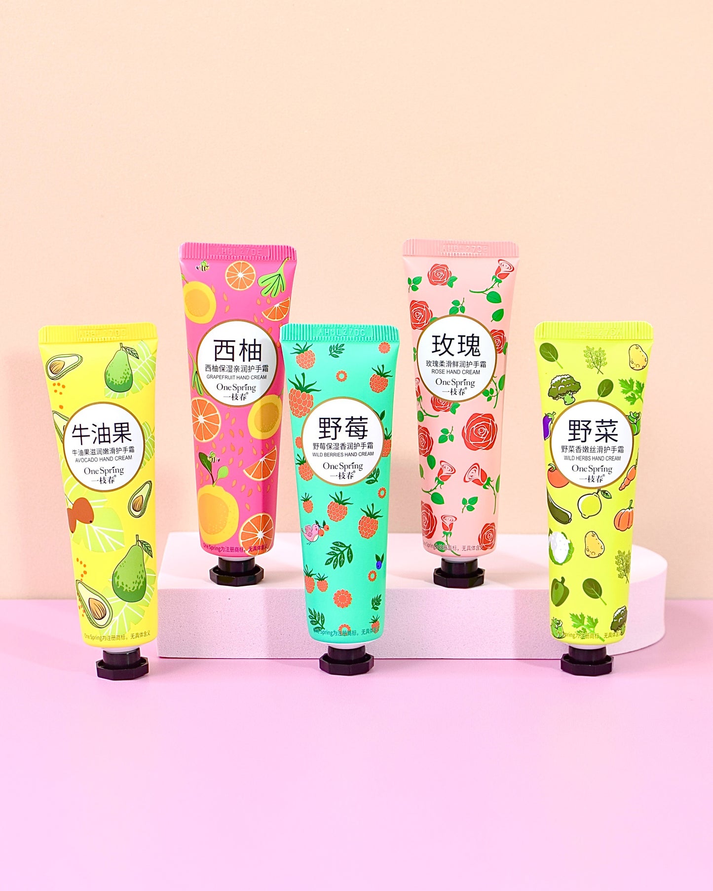 Kit Cremas de Manos OneSpring x5 – Hidratación Frutal Floral