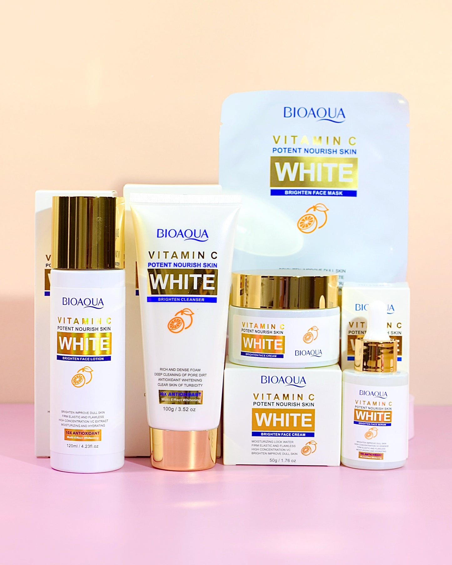 Combo Aclarante VitaminC White x 5 Productos Bioaqua