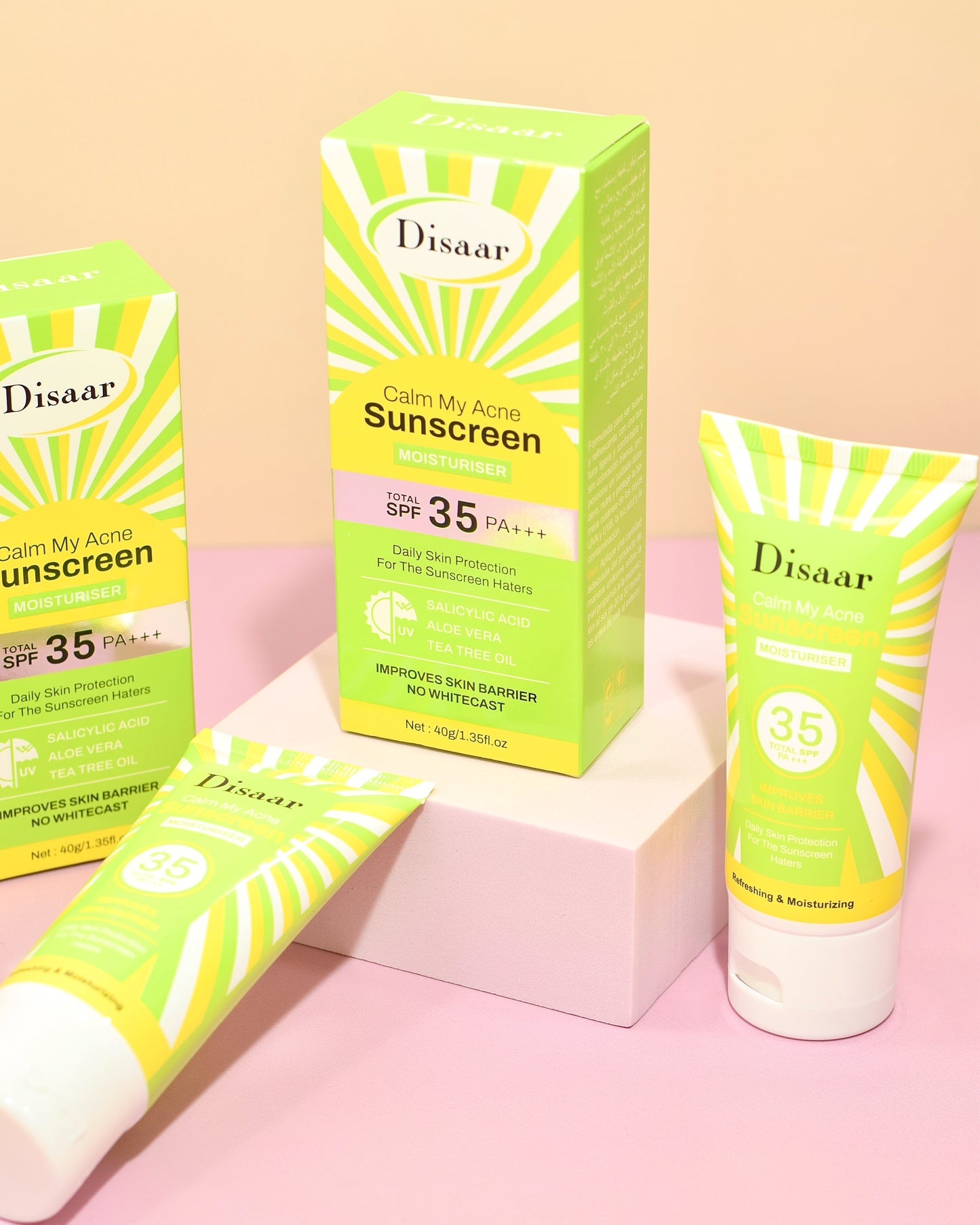 Protector solar Anti Acné - Con Aloe vera, Té Verde y Ácido Sálicilico