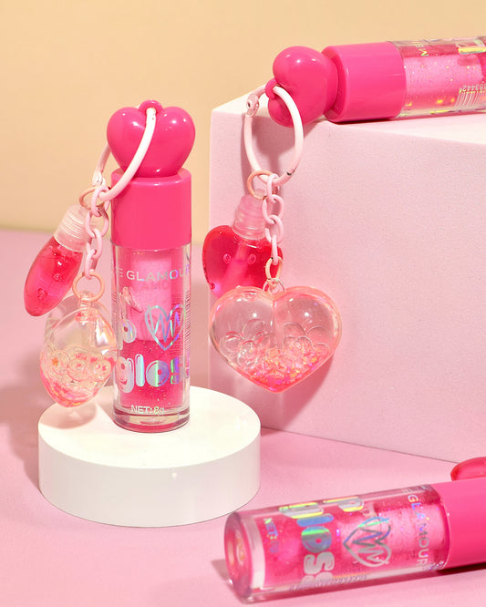 Labios Glossy efecto volumen + Diseño corazón (Brillo Glow Charm)