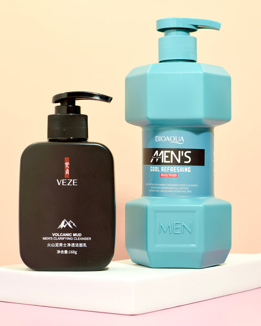 Kit Masculino Limpieza Facial y Corporal Bioaqua y VEZE Refrescante