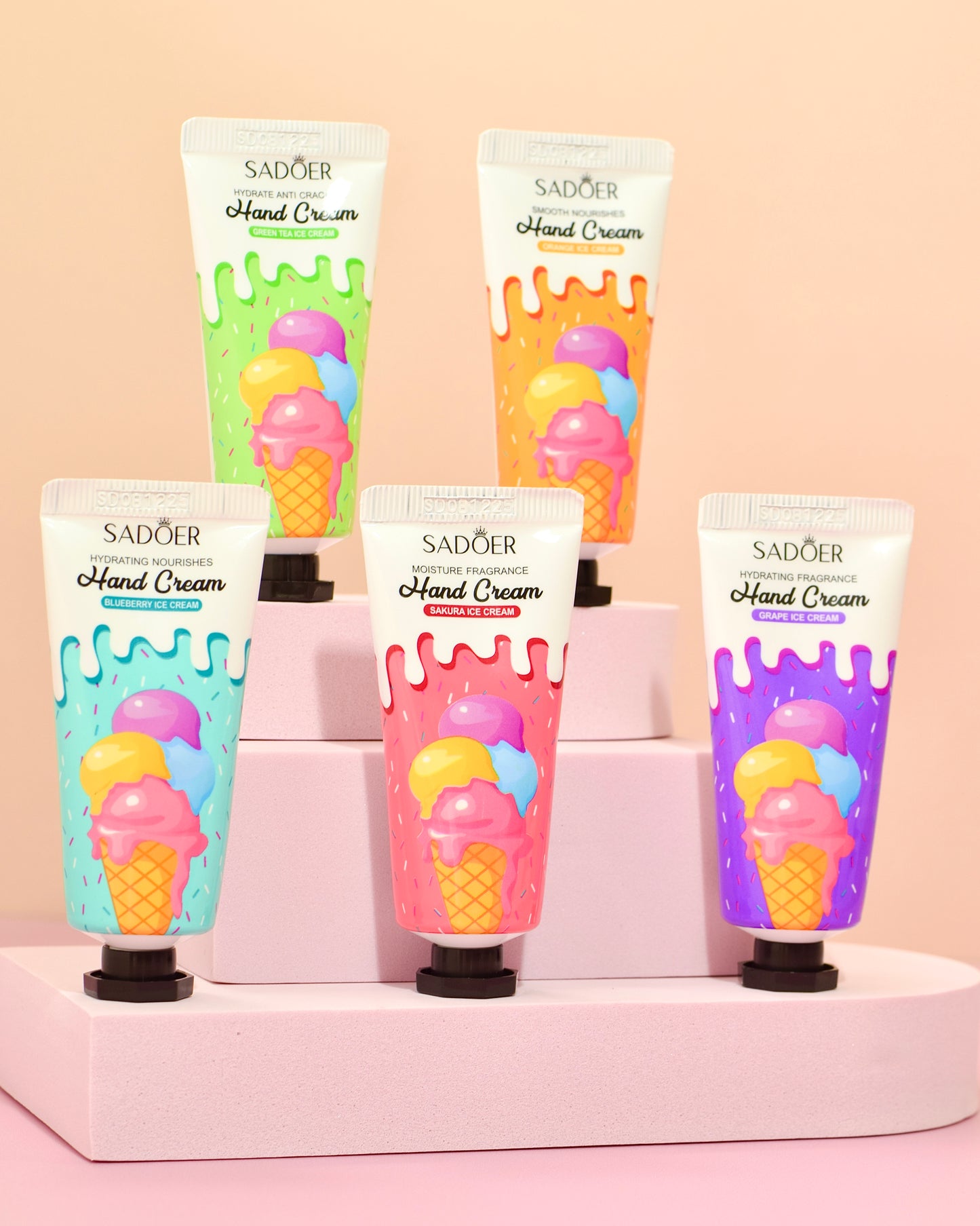 Kit de Cremas de Manos Sadoer Ice Cream x5 Hidratantes y Suavizantes